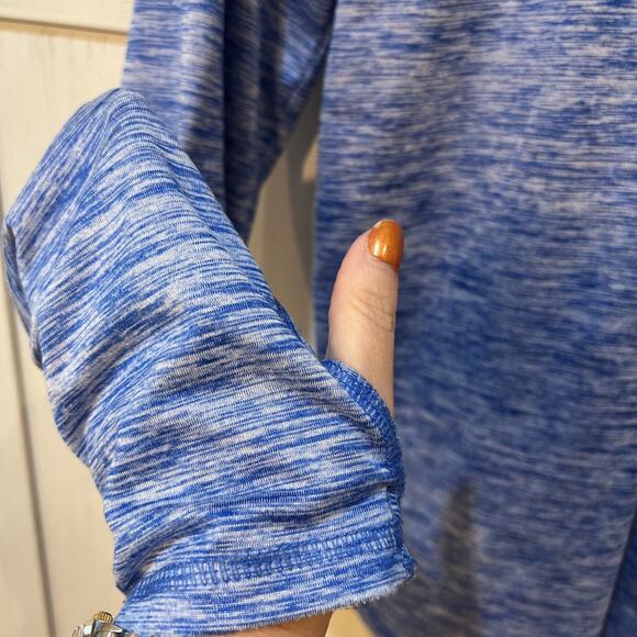 Danskin Now Semi-fitted M 8-10 1/4 Zip LS Blue Running Shirt Thumbhole Stretch - Picture 3 of 9